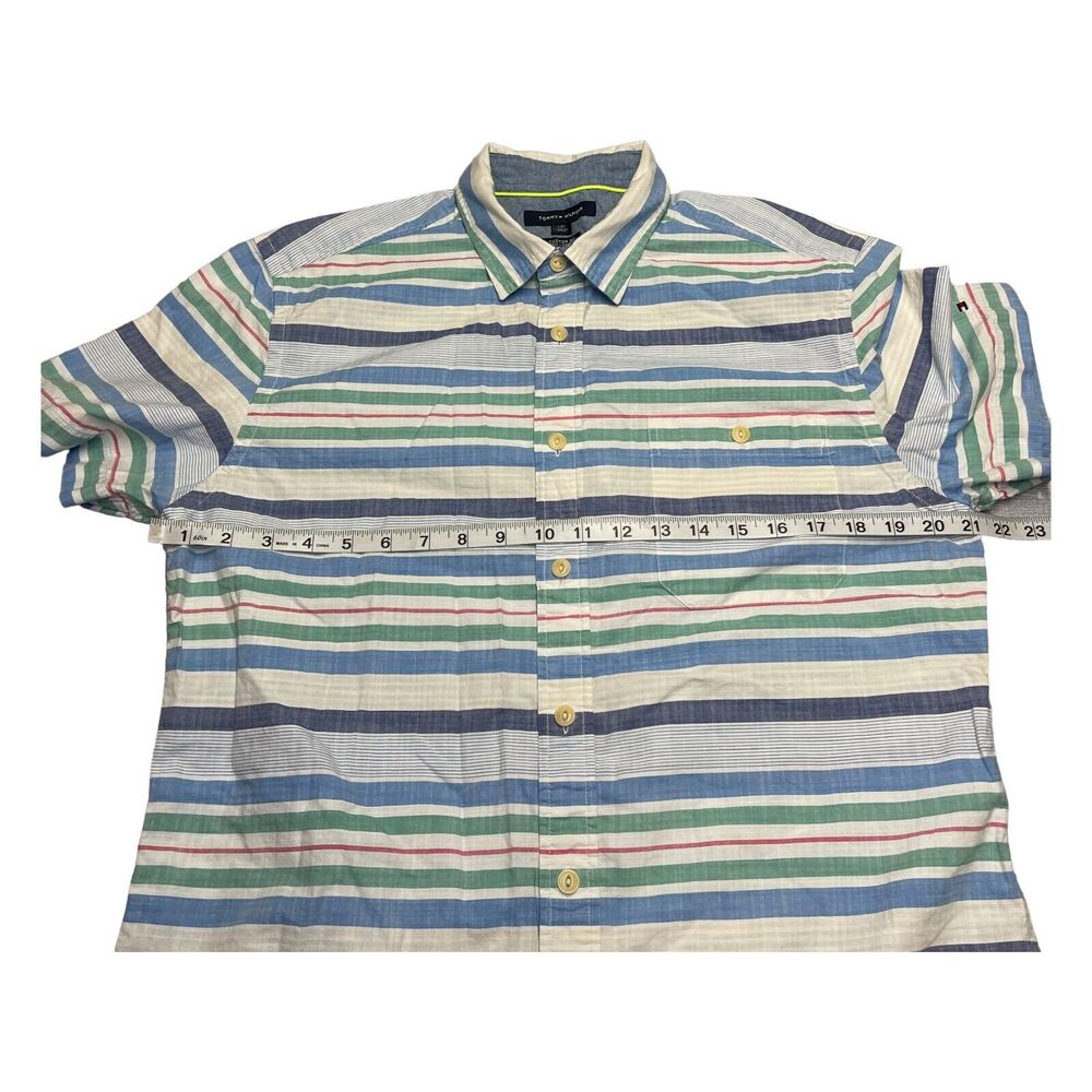 Tommy Hilfiger Shirt Men's Large Multicolor Striped Cotton Custom Fit Button-Up - Picture 4 of 8